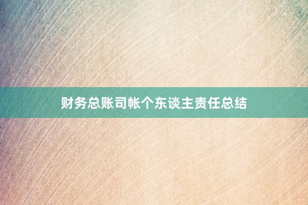 财务总账司帐个东谈主责任总结